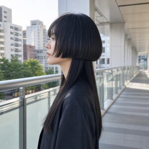 W18女生水母頭髮型 日常場景 02 天橋側面