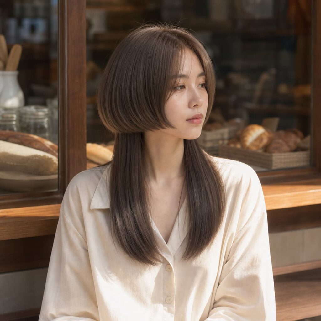 W18女生水母頭髮型 染髮變化 01 柔霧棕