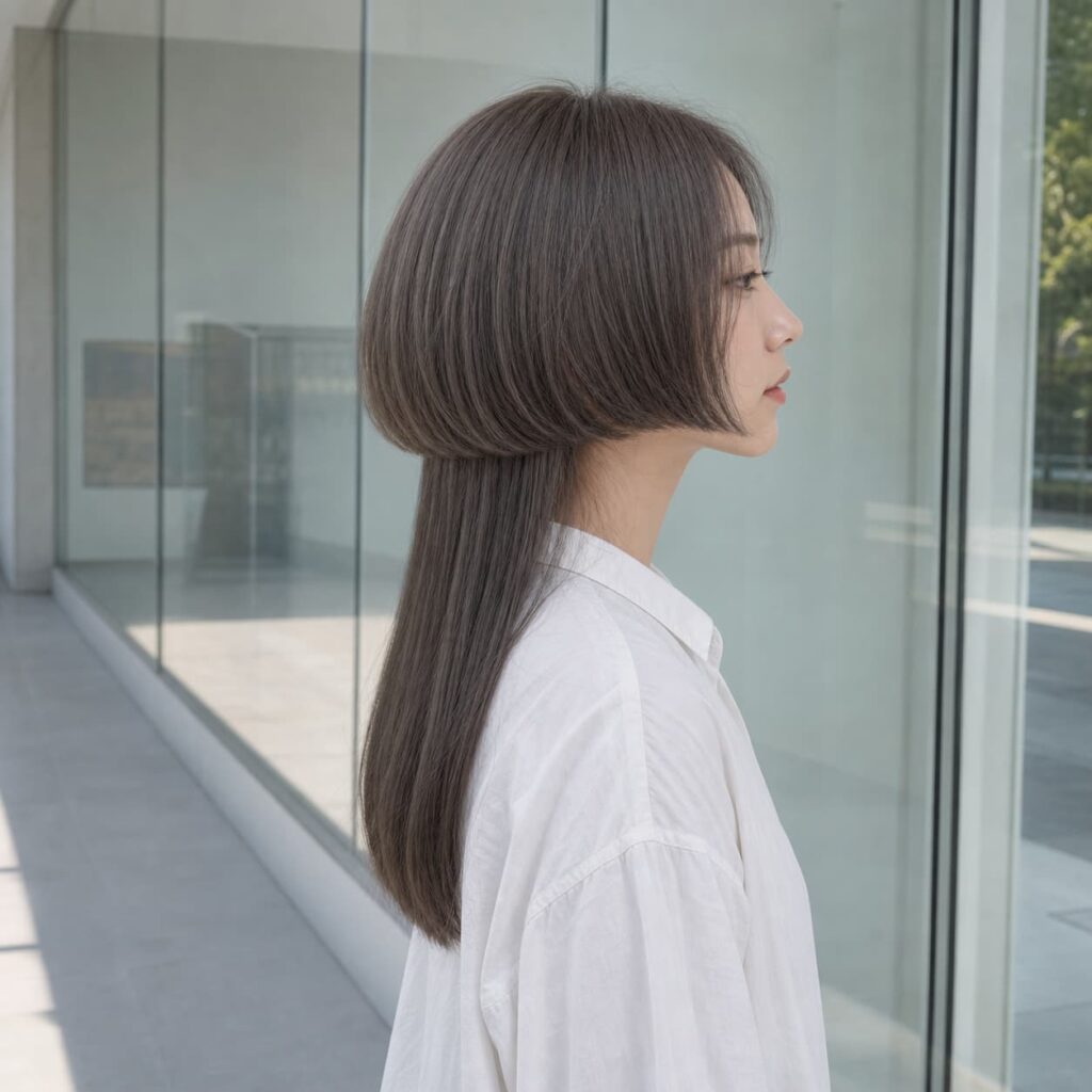 W18女生水母頭髮型 染髮變化 02 亞麻灰棕