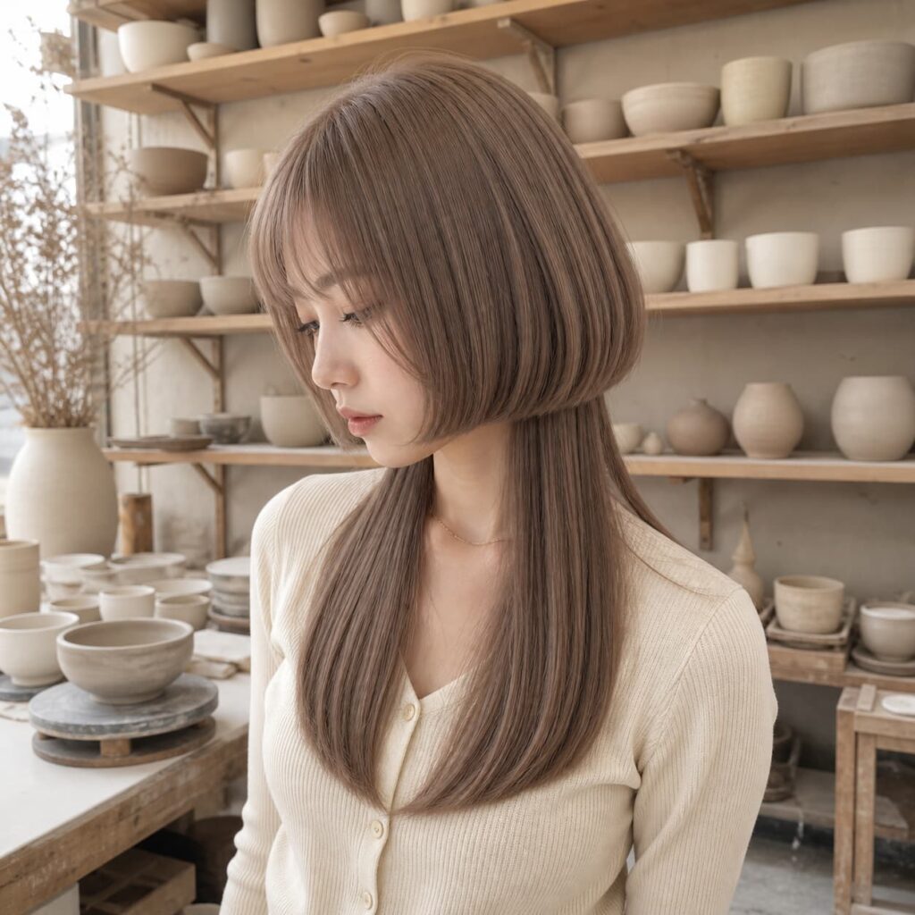 W18女生水母頭髮型 染髮變化 06 奶茶米棕