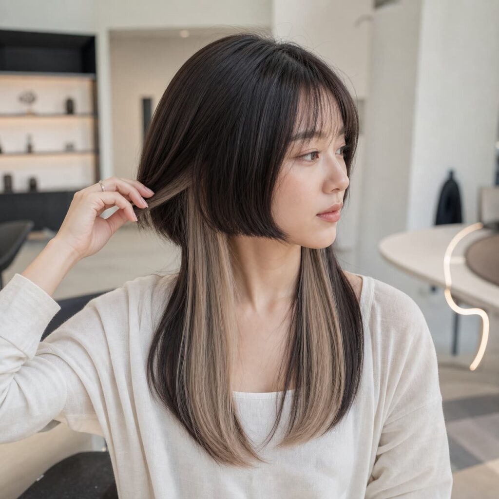 W18女生水母頭髮型 染髮變化 12 米色內層染