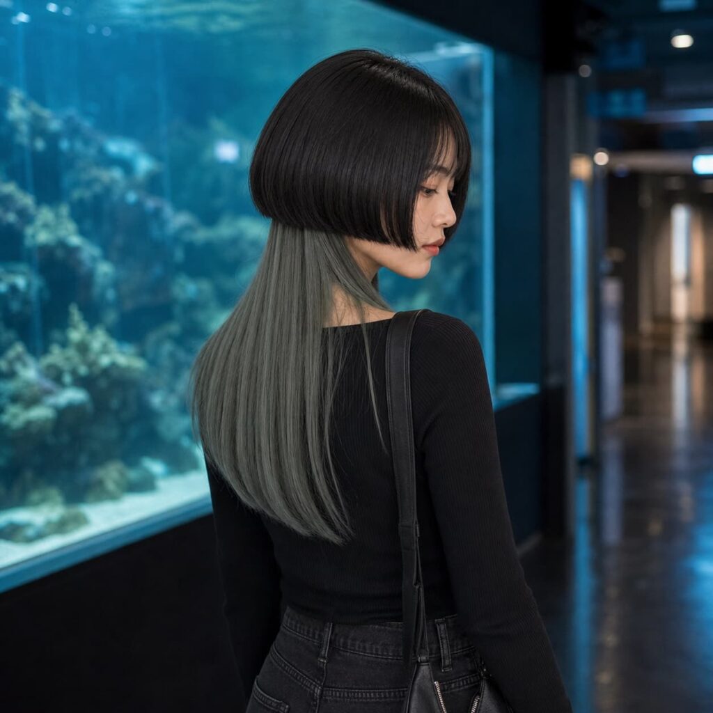 W18女生水母頭髮型 染髮變化 20 薄荷灰下層染