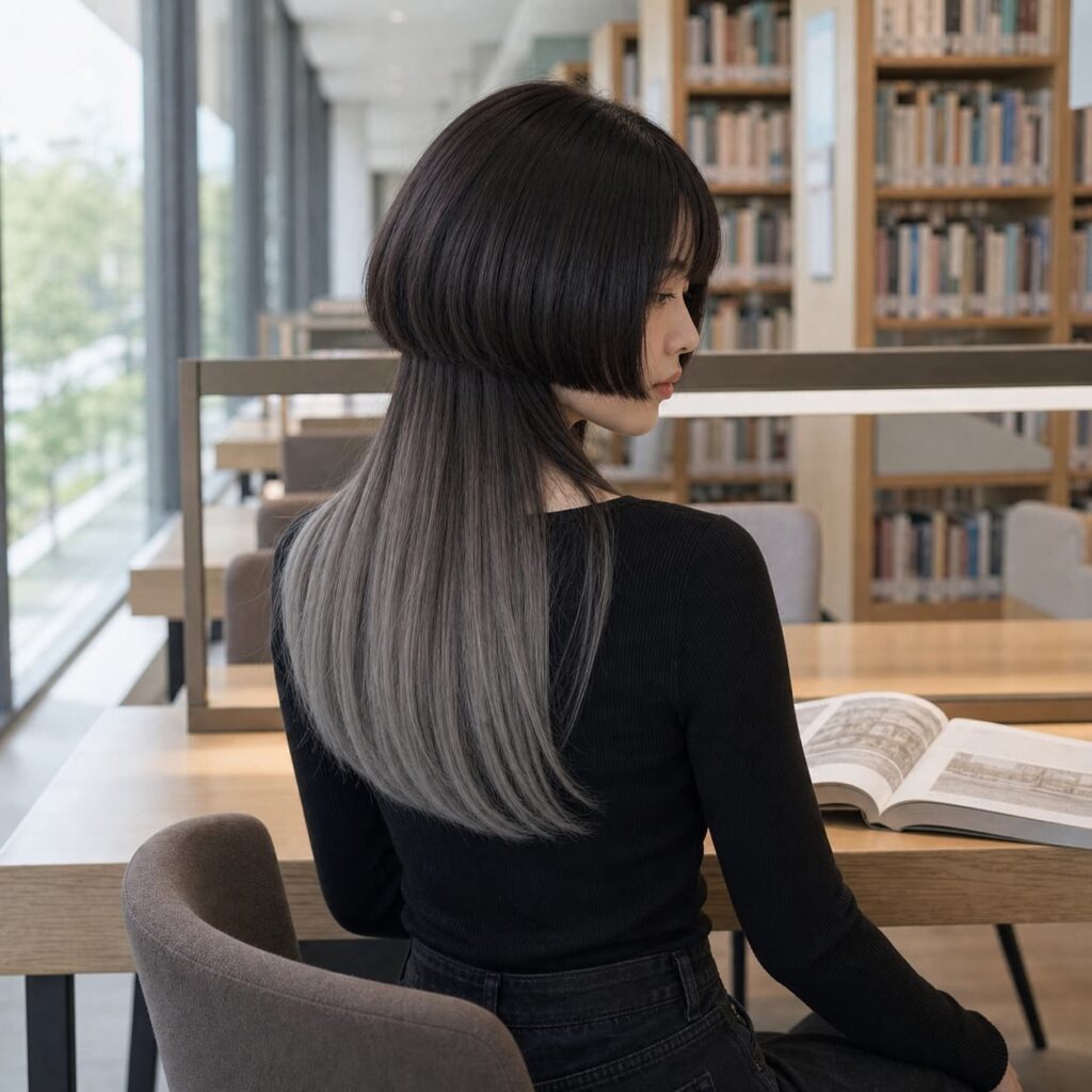 W18女生水母頭髮型 染髮變化 22 銀灰黑茶漸層