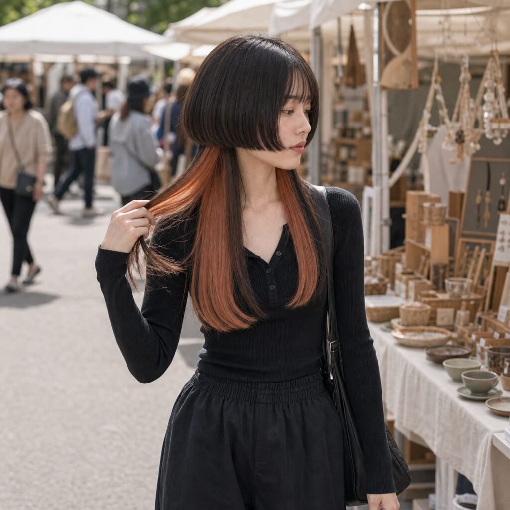 W18女生水母頭髮型 染髮變化 23 杏桃銅橘內層染