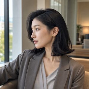 W05女生中短鮑伯微捲髮型 日常場景 02 辦公室