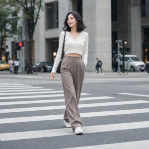 W05女生中短鮑伯微捲髮型 日常場景 04 斑馬線