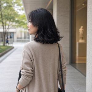 W05女生中短鮑伯微捲髮型 日常場景 06 美術館步道