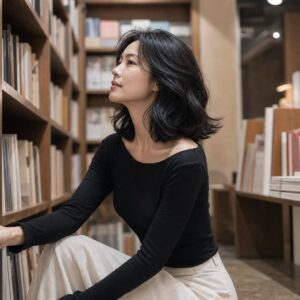W05女生中短鮑伯微捲髮型 日常場景 10 書店