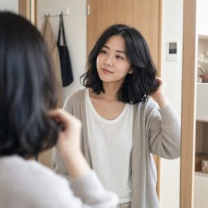 W05女生中短鮑伯微捲髮型 日常場景 11 居家玄關