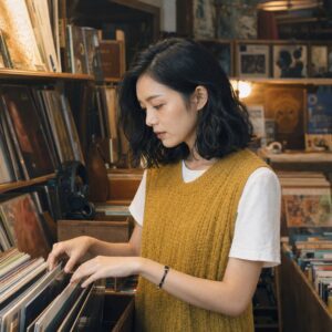 W05女生中短鮑伯微捲髮型 日常場景 20 獨立唱片行