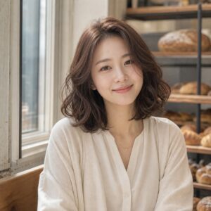 W05女生中短鮑伯微捲髮型 染髮變化 01 柔霧棕