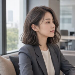 W05女生中短鮑伯微捲髮型 染髮變化 02 亞麻灰棕