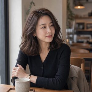 W05女生中短鮑伯微捲髮型 染髮變化 03 巧克力棕