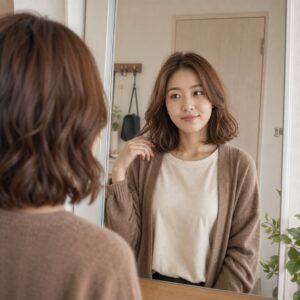 W05女生中短鮑伯微捲髮型 染髮變化 13 楓糖棕