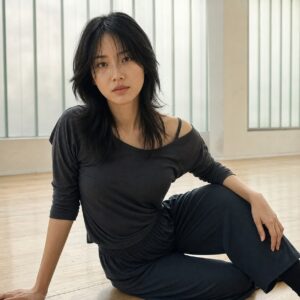 W12女生 Shag 中長髮 日常場景 19 舞蹈教室坐姿