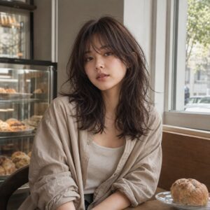 W12女生 Shag 中長髮 染髮變化 01 柔霧棕