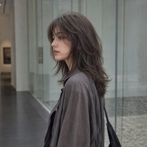 W12女生 Shag 中長髮 染髮變化 02 亞麻灰棕