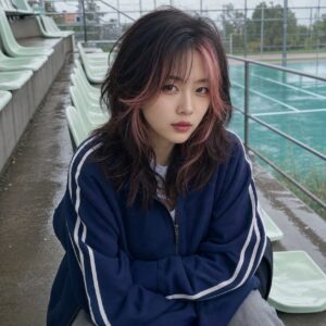 W12女生 Shag 中長髮 染髮變化 17 霧杏粉臉周挑染