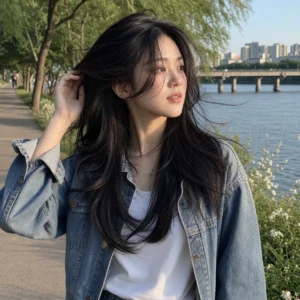 蝴蝶剪長髮，風中髮束分層、空氣感・戶外風感