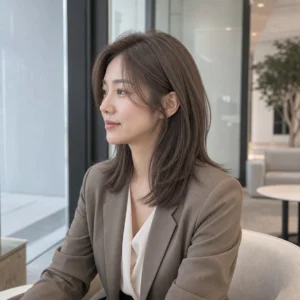Hush Cut 中長髮，亞麻灰棕