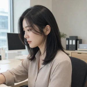 Hush Cut 中長髮，辦公室・側面半身
