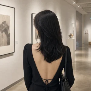 Hush Cut 中長髮，極簡展間・背面露背