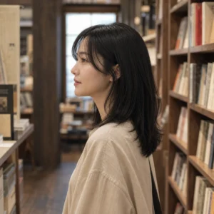 Hush Cut 中長髮，書店・側面 profile