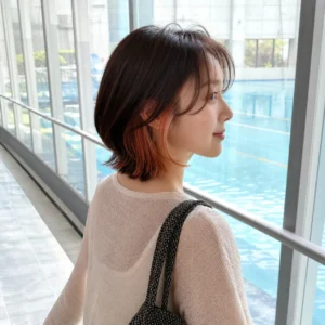小貓短髮，杏桃銅橘內層染